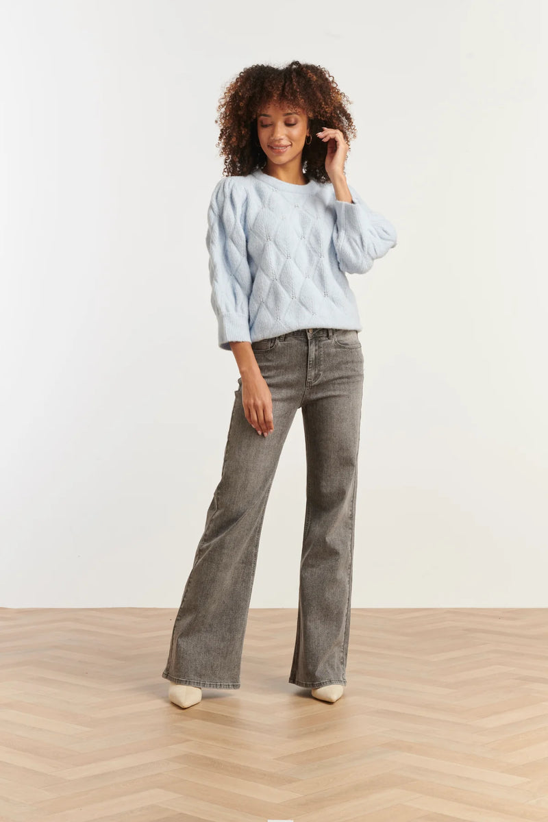 SMASHED LEMON GREY FLARED DENIM JEANS – AML Boutique NI