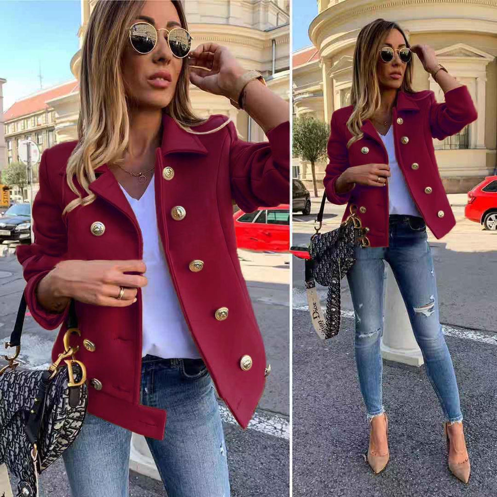 Wine Short Double Breasted Jacket