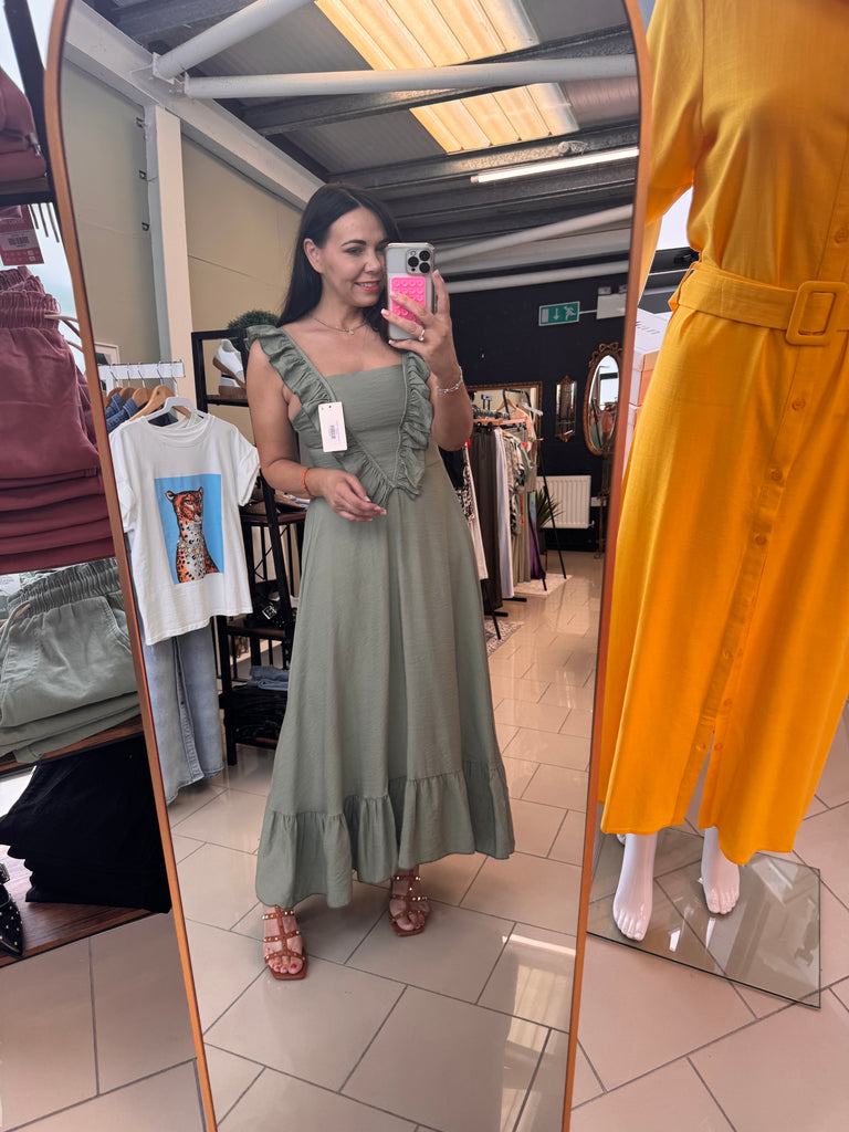 Long strap dress: Khaki / One size £49.99