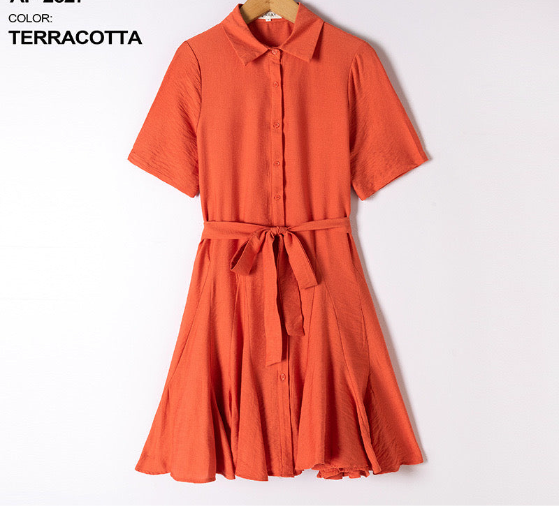 Terracotta Coral Belted Dress £44.99