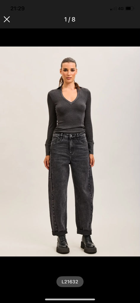 Toxik3 L21632 Barrel Leg Grey Black Jeans