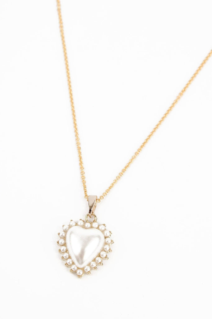 MY DORIS PEARL HEART NECKLACE