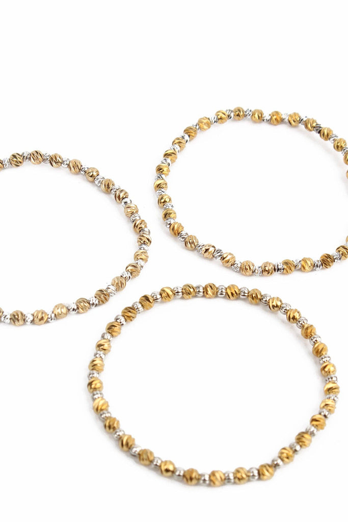 GOLD AND SILVER BEADED BRACELET PACK OF 3