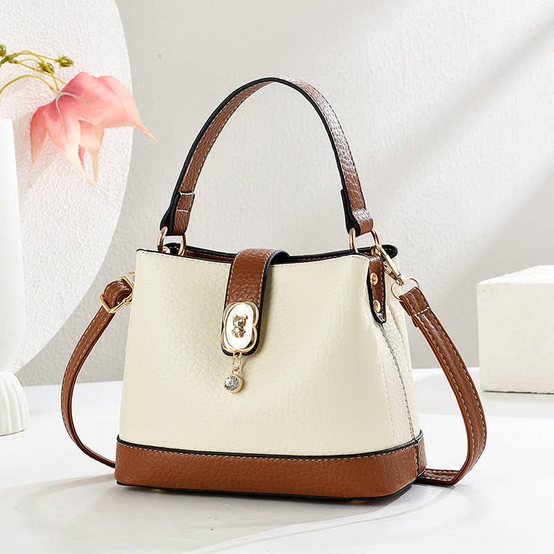 Beige Small Multi Pockets Top Handle Bucket Bag