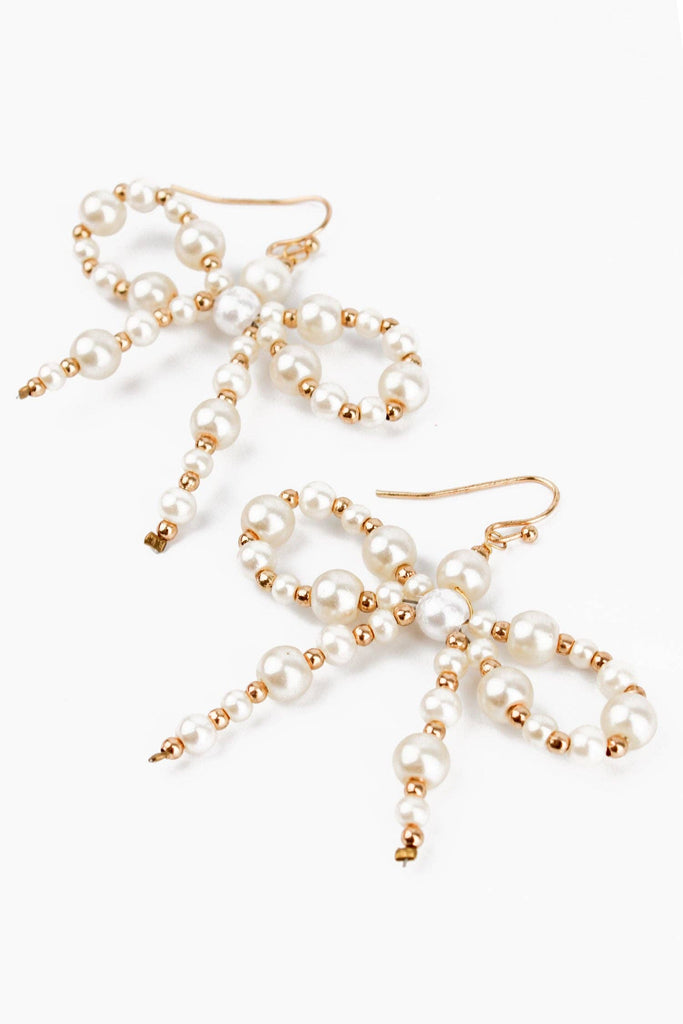 PEARL BOW BEADED EARRINGS