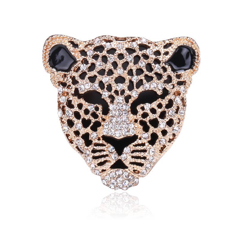 1558 Crystals lion face brooch in Silver - AML Boutique NI