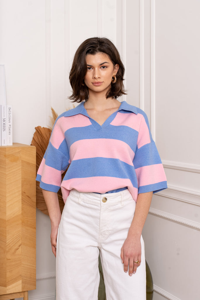 Blue Rose Summer Fine Knit Rugby