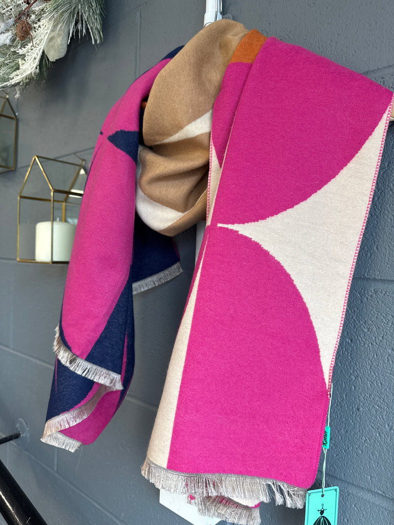 Pink Navy Multi Print Scarf