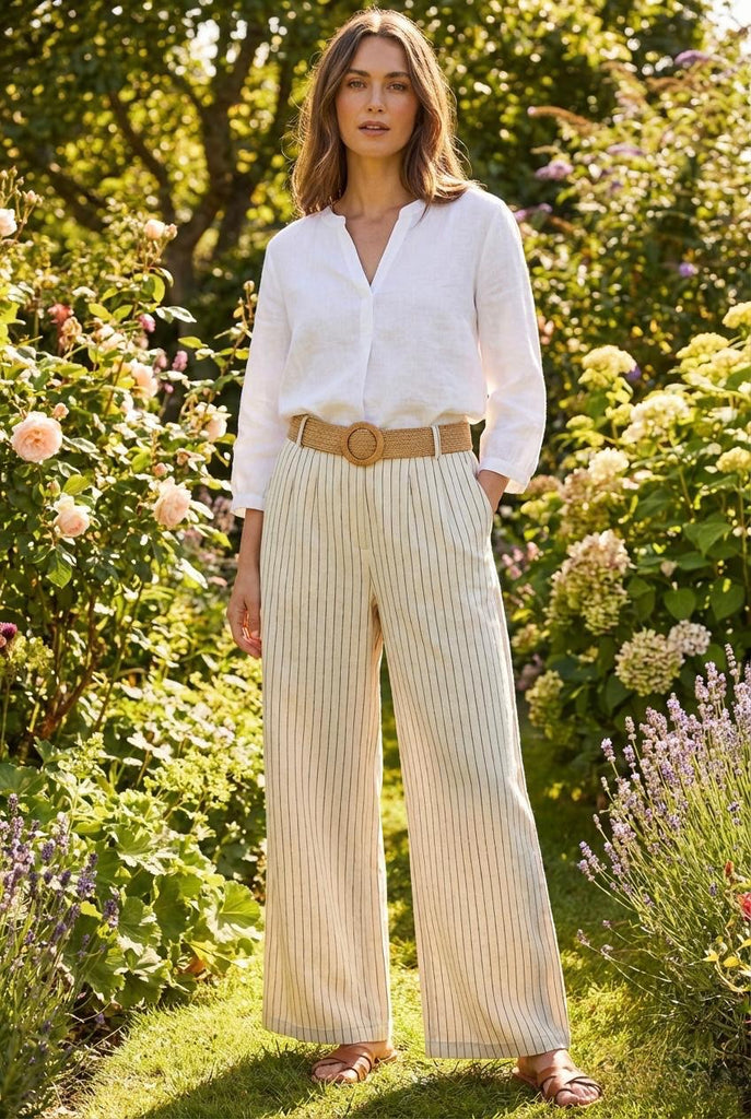 Striped Linen Trousers & Belt