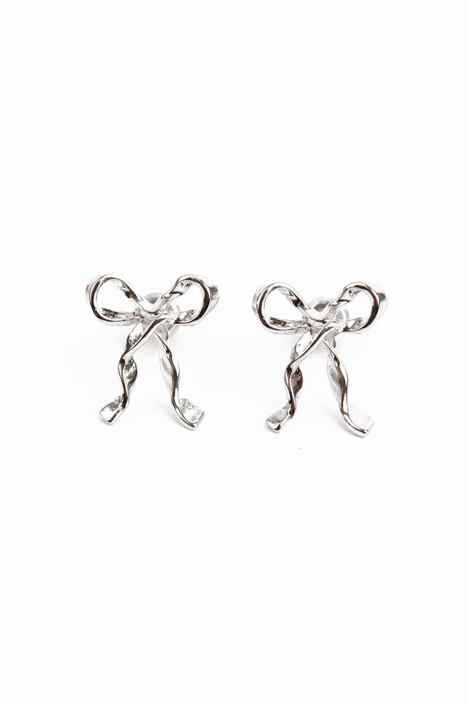 MY DORIS SILVER BOW STUD EARRINGS