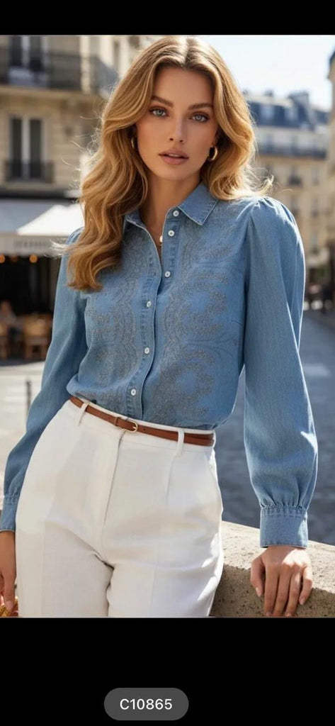 Embroidered Denim Shirt