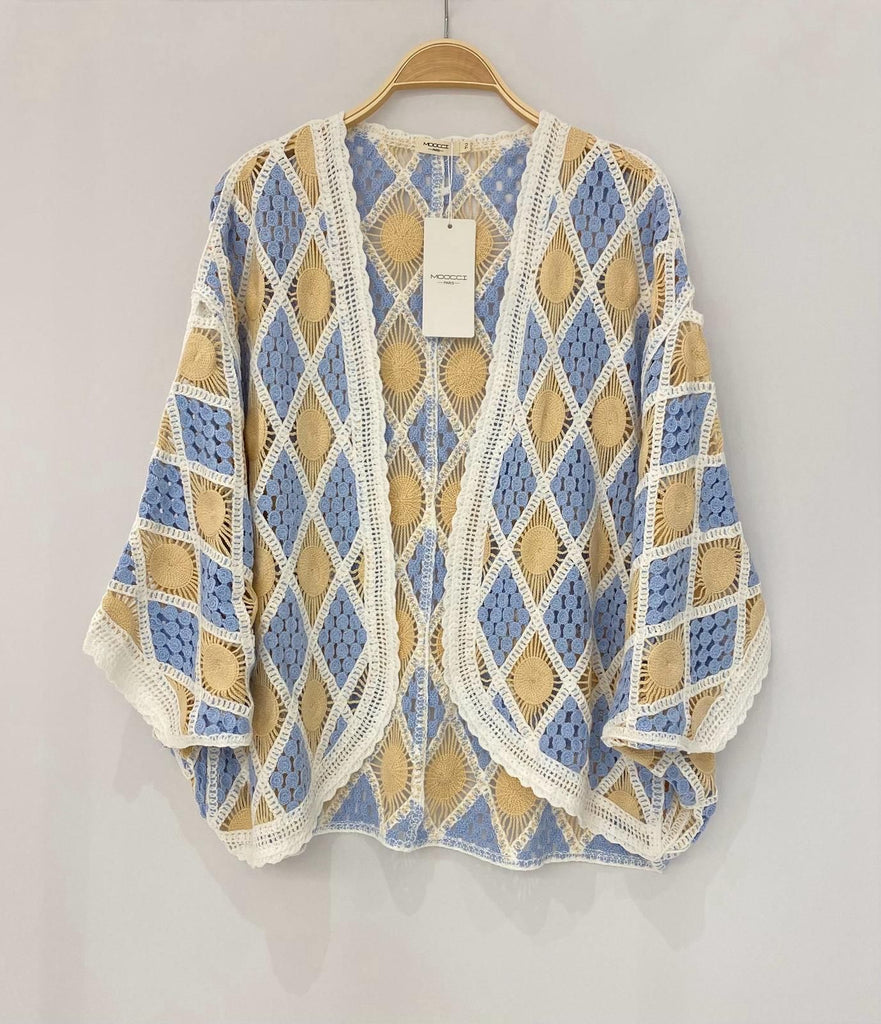 Annie Blue Lemon Crochet Cardigan