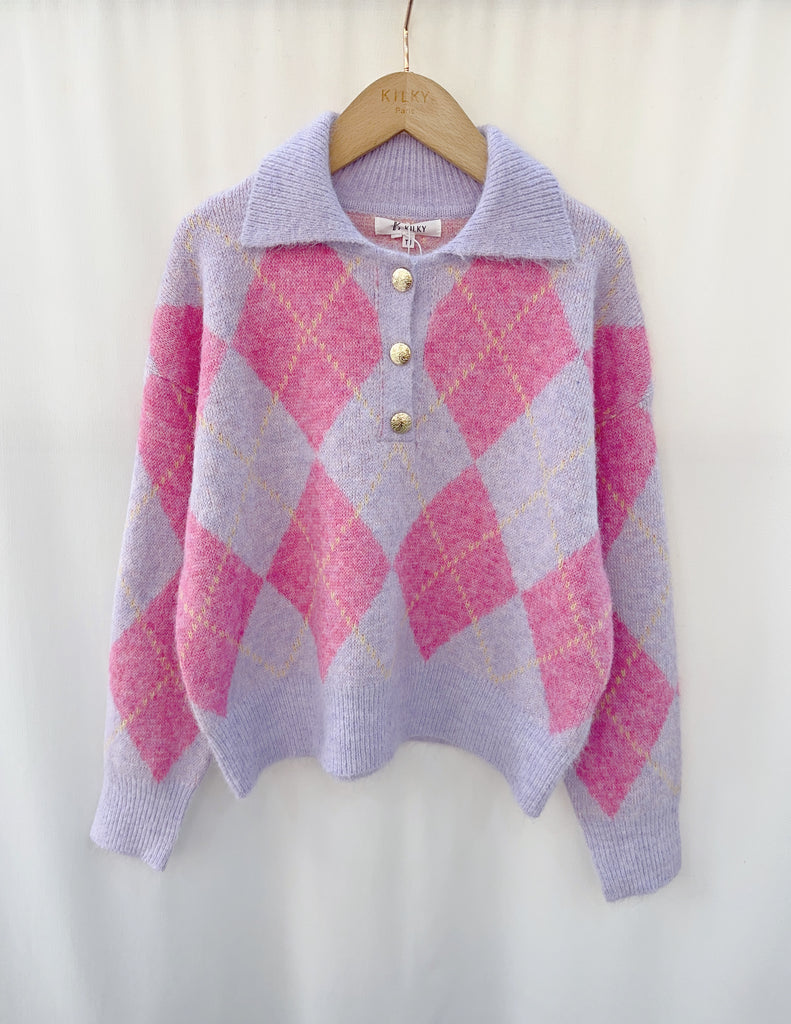 Lilac & Pink Diamond Sweater £49.95