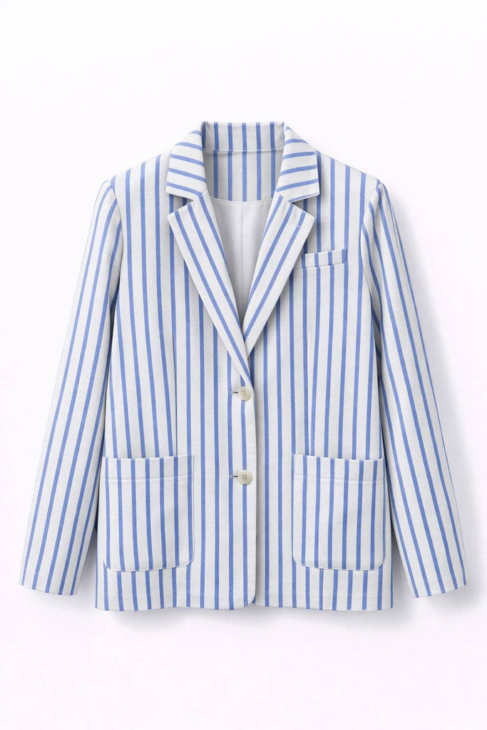Blue Stripe Straight-cut blazer