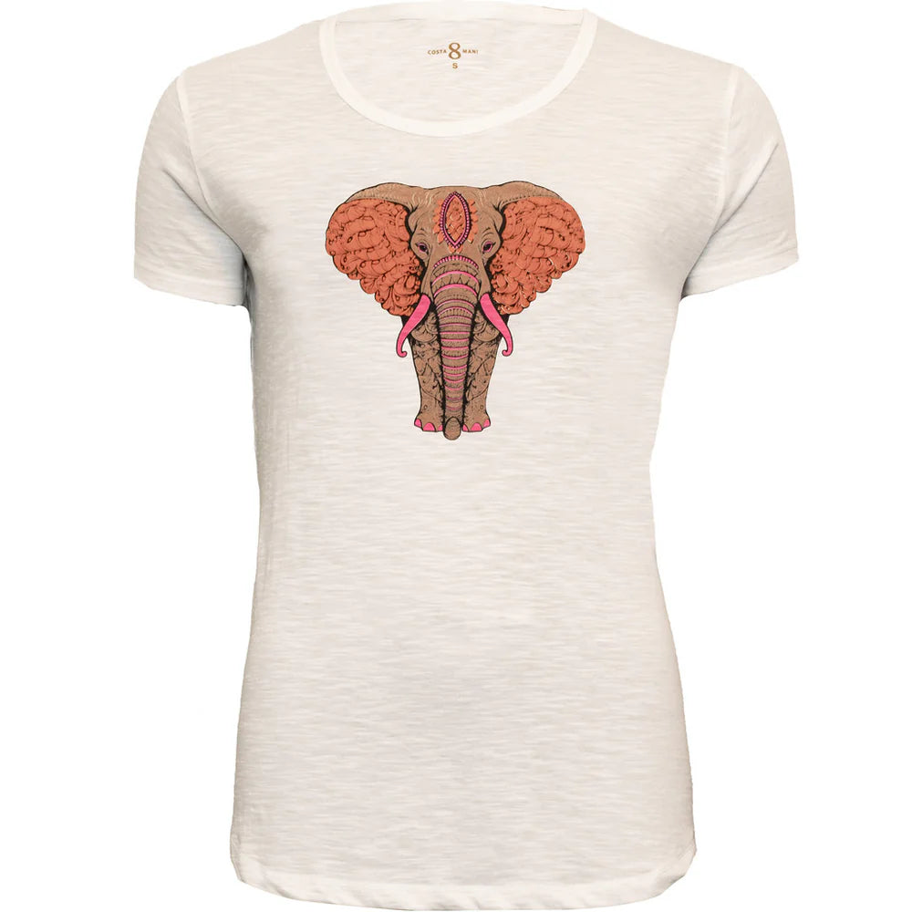 Elephant Tee - Coral Pink Mix