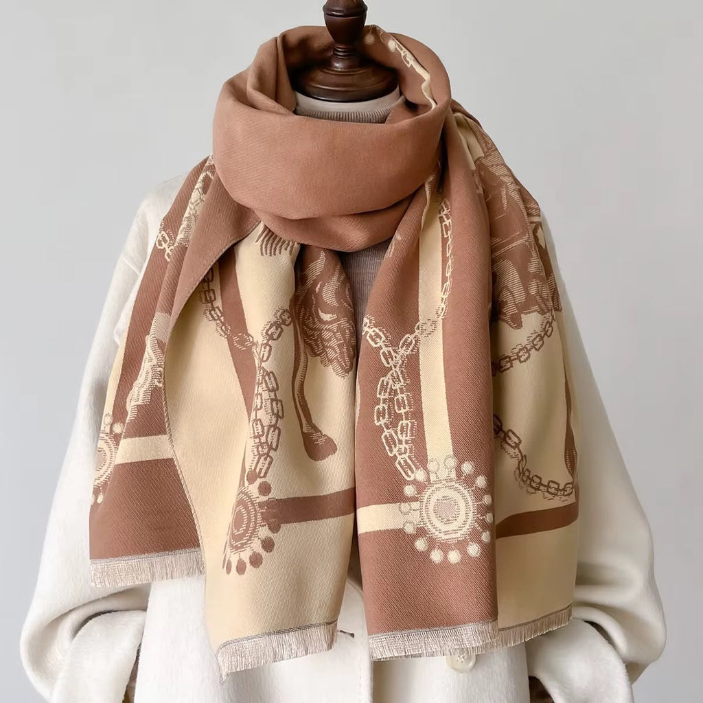 Taupe & Cream Designer Inspired Scarf
