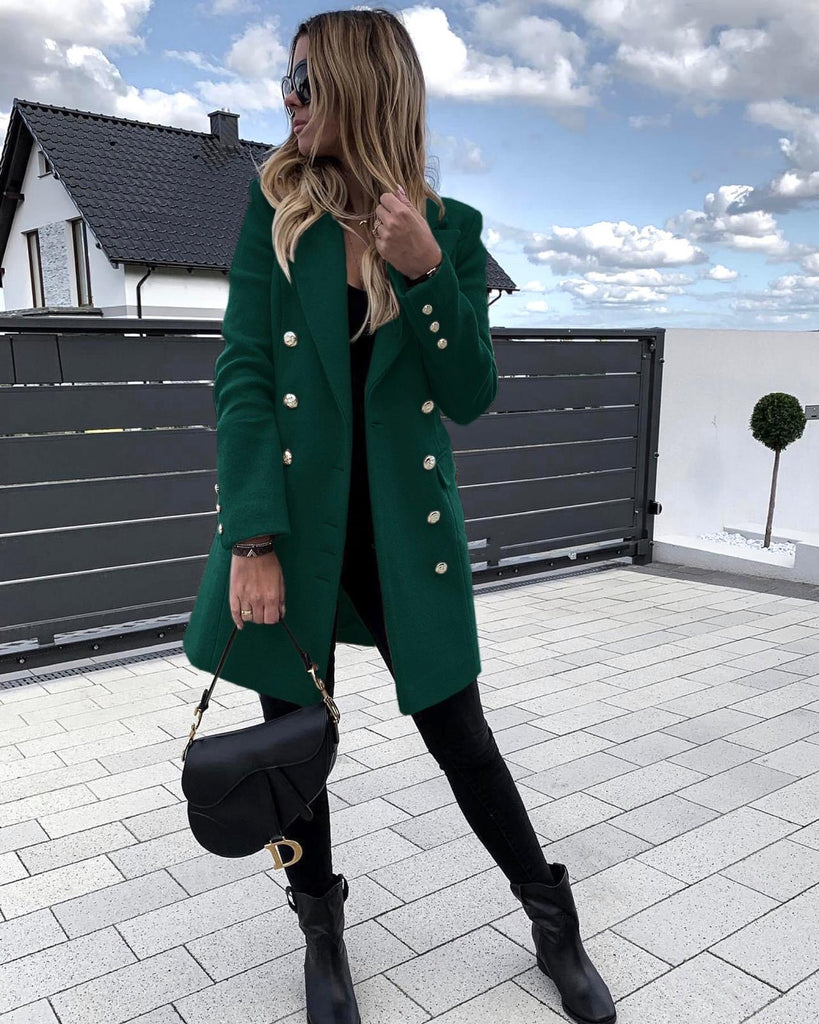Dark Green Double Breasted Coat