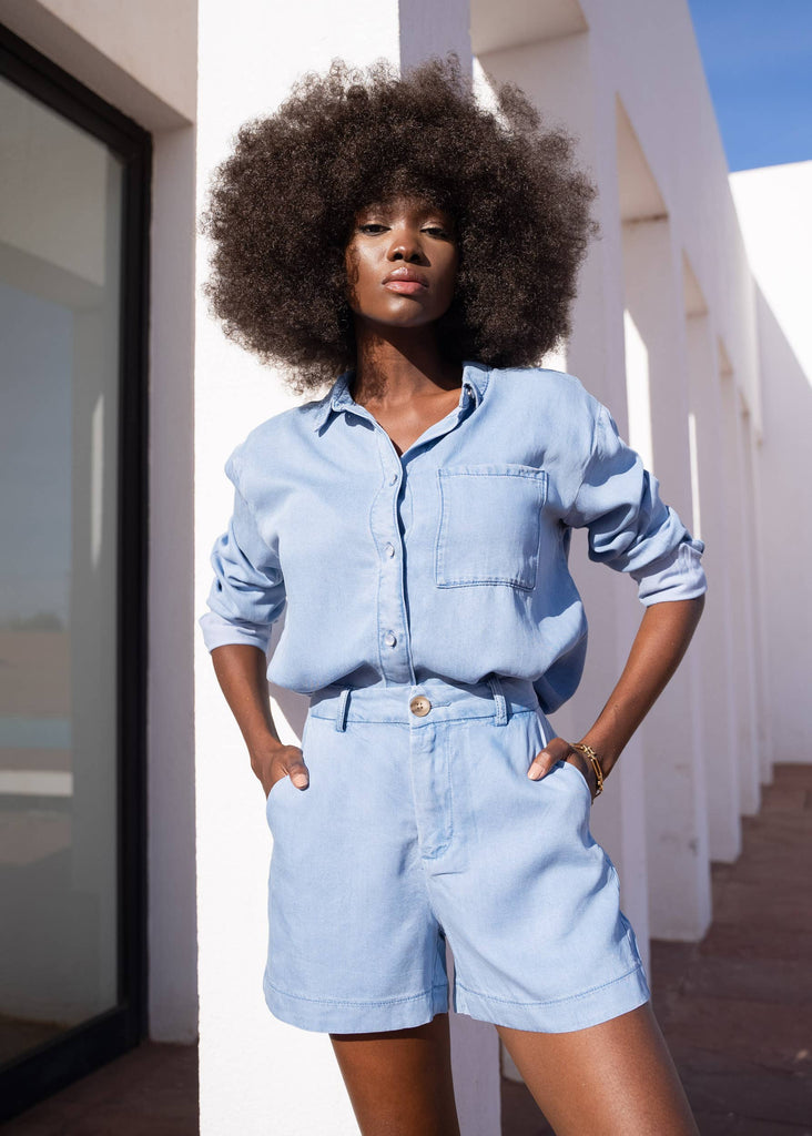 Laura tencel shorts: Blue