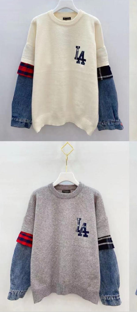 LA Denim SleeveTartan Sweatshirt various colours