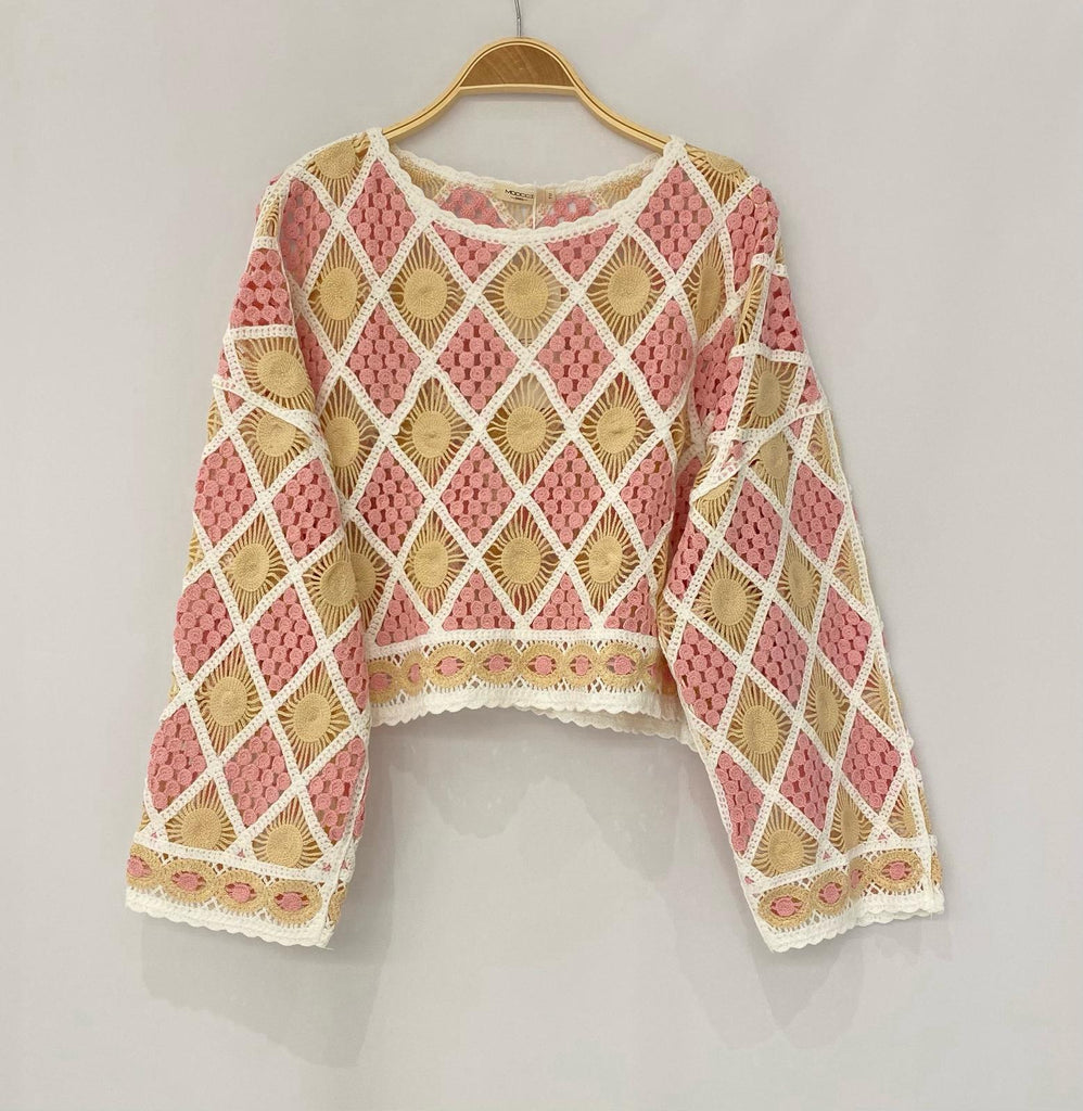 Annie Pink Crochet Top