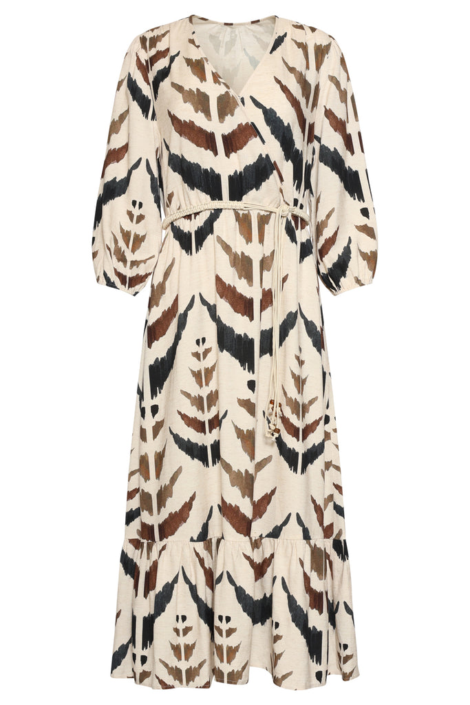 Smashed Lemon Sand Multi Print Dress with Belt