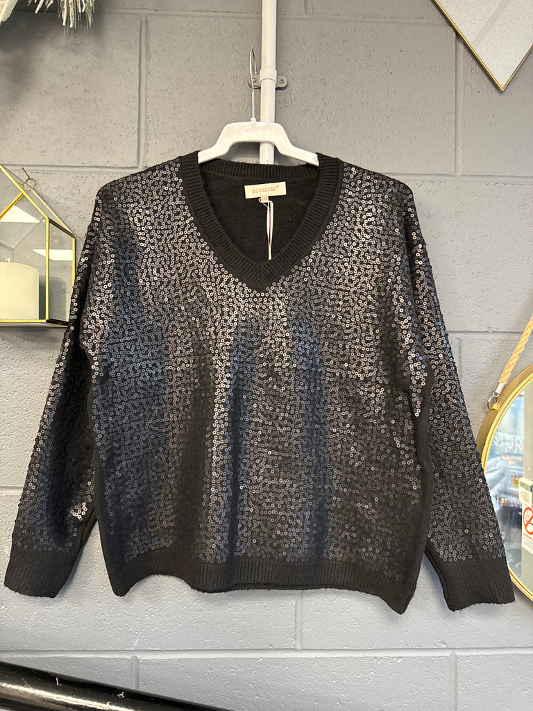 Sequin V Neck Sweater Various Colours