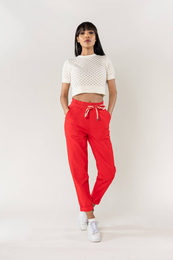 P500 Stretch Denim with a comfortable waist: Red