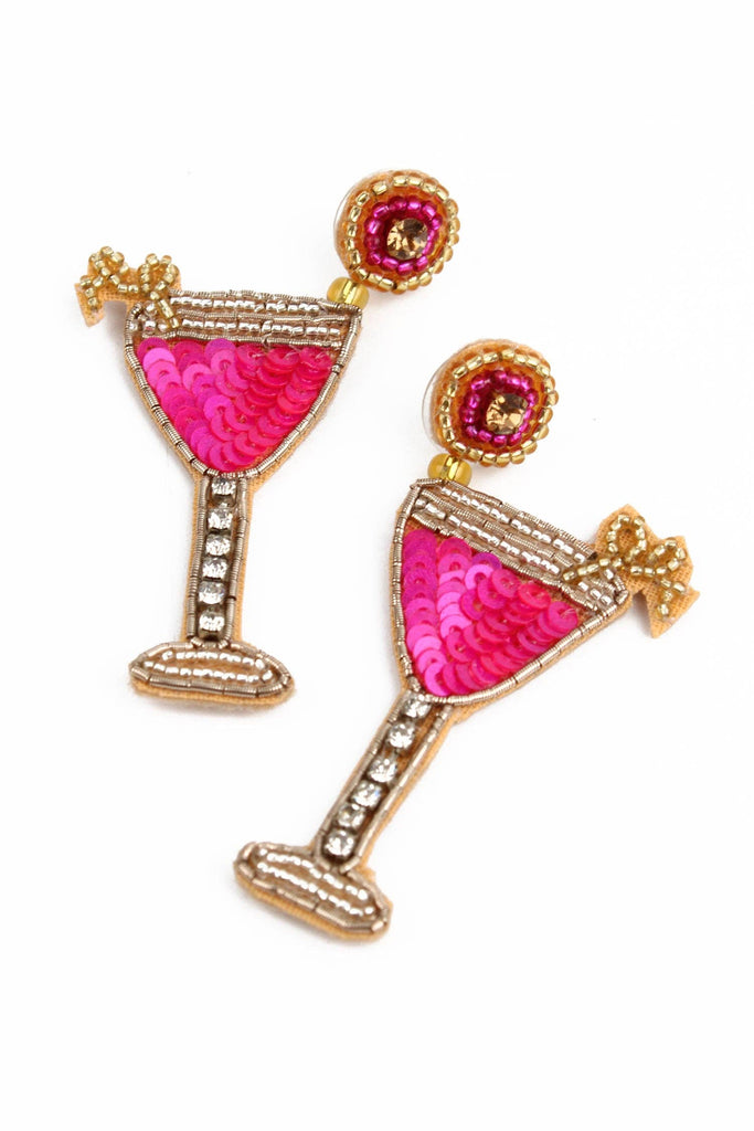 STRAWBERRY DAIQUIRI PINK COCKTAIL EARRINGS
