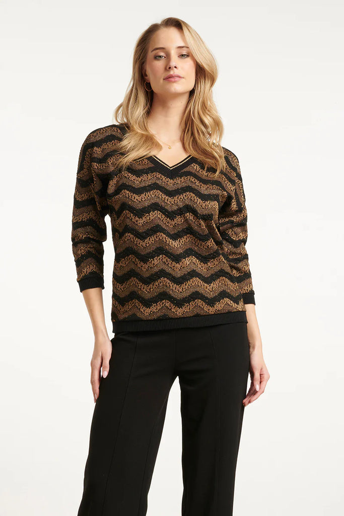 SMASHED LEMON ZIG ZAG GOLD BLACK LUREX FINE KNIT