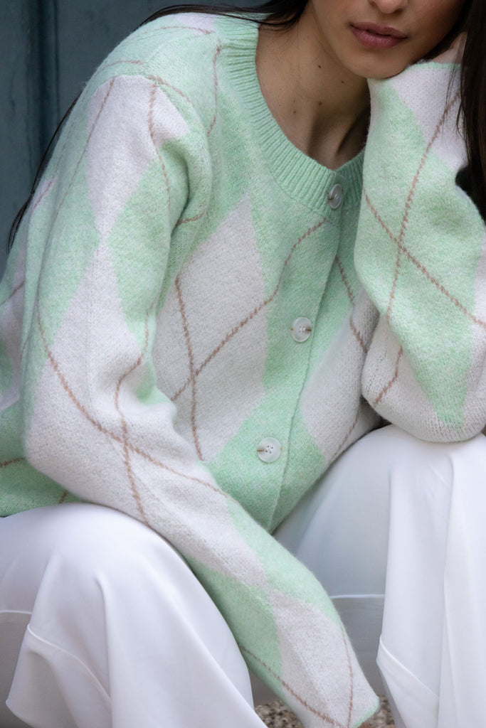 Freya Apple Green Diamond Cardigan