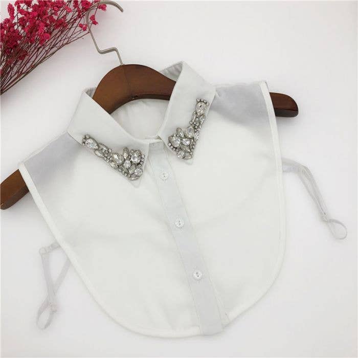 7747 Large crystals faux collars: White - AML Boutique NI