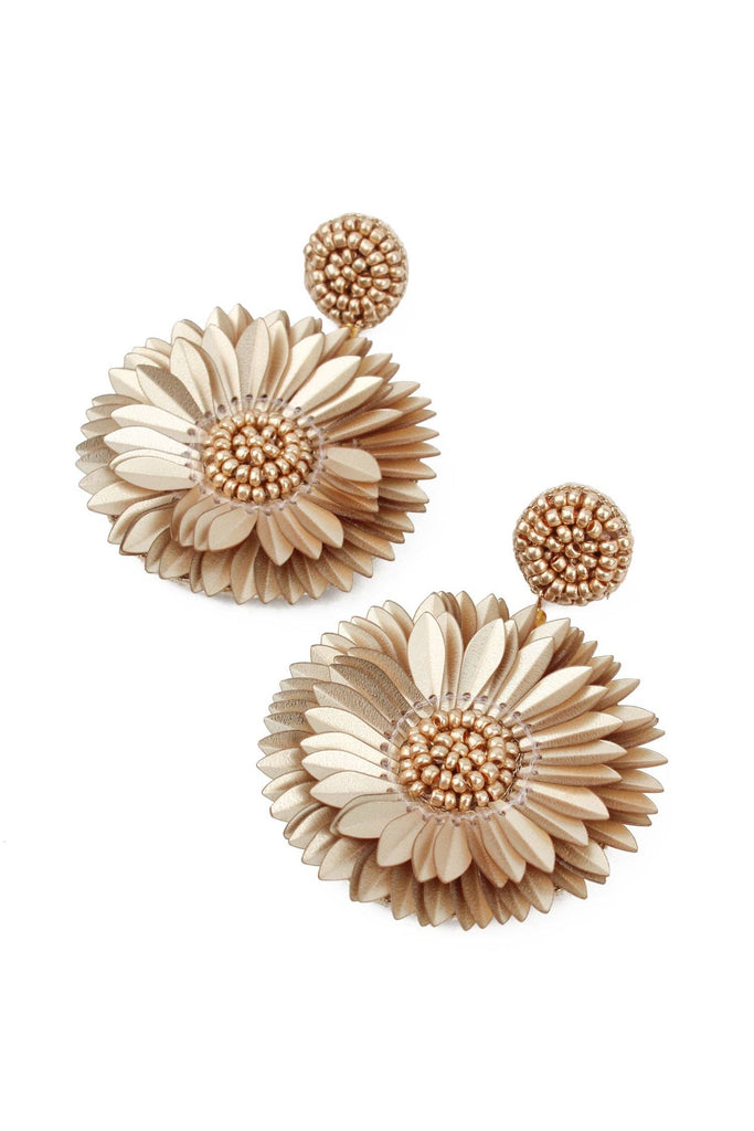 GOLD FULL PETAL FLOWER EARRINGS