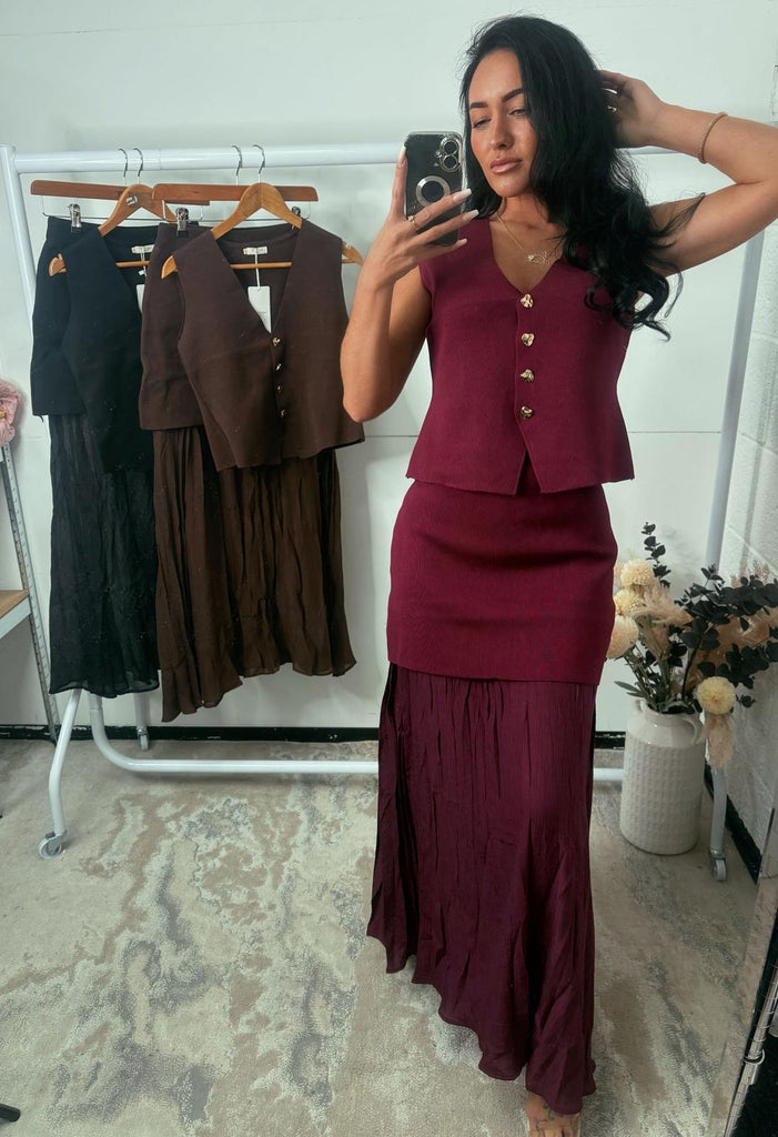 Two Piece Clara Skirt & Top Set, various colours