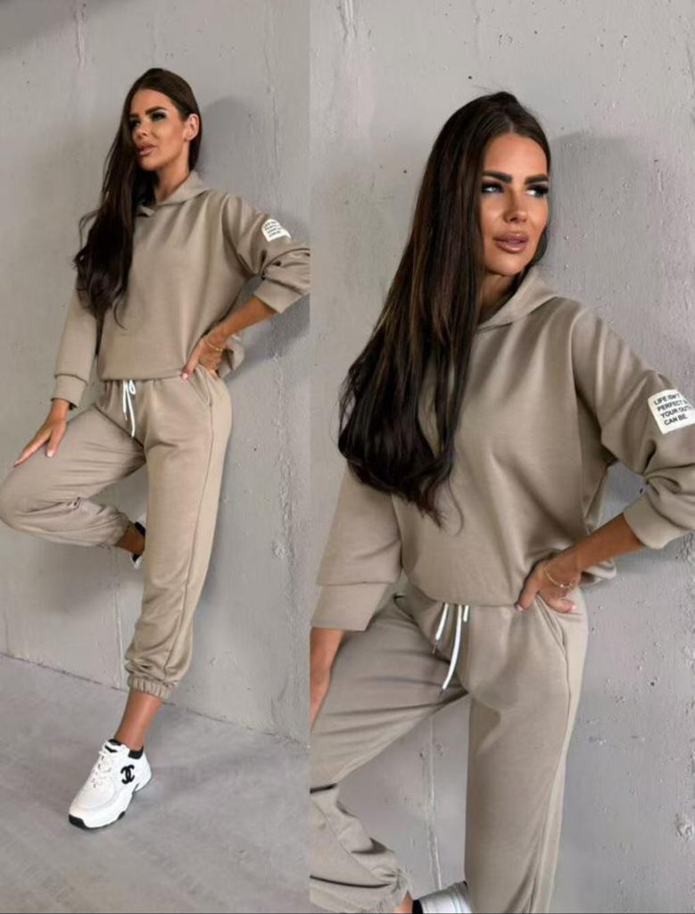 Beige Two Piece Loungewear Set