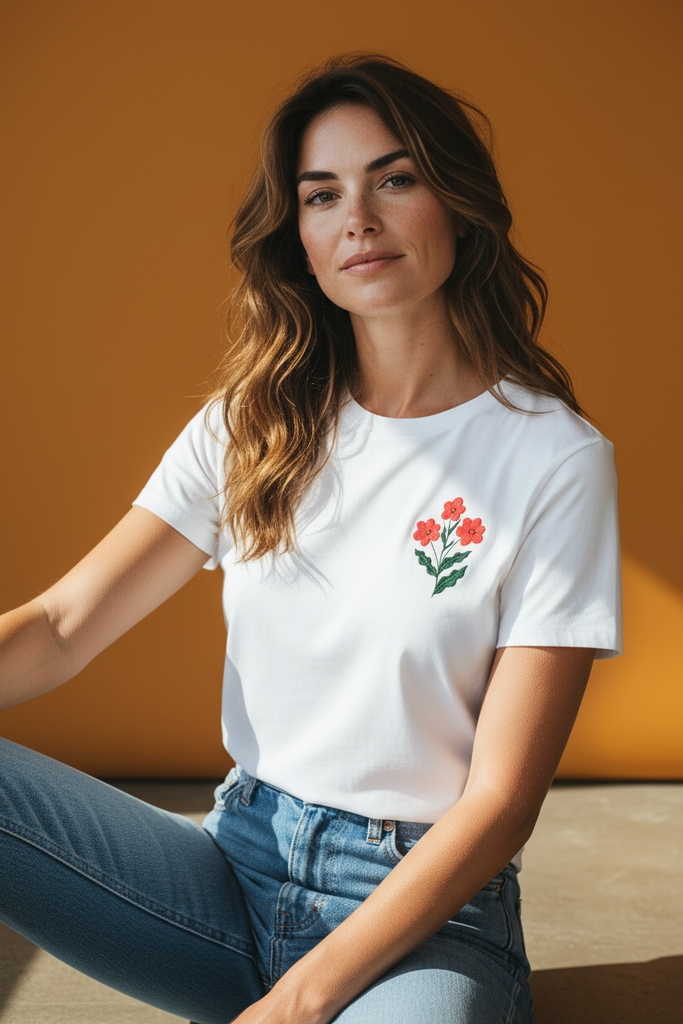 Floral T-shirt: White