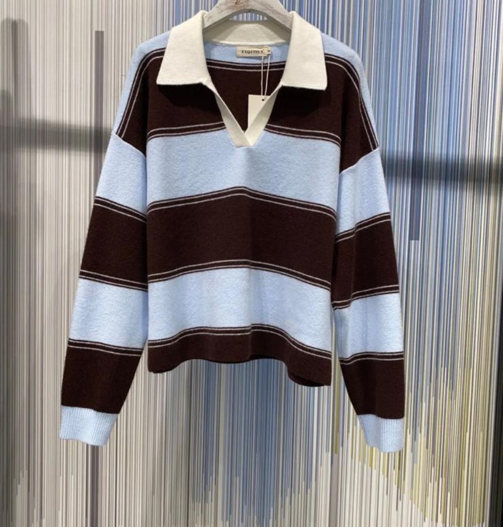 Brown and Blue Rugby Sweater