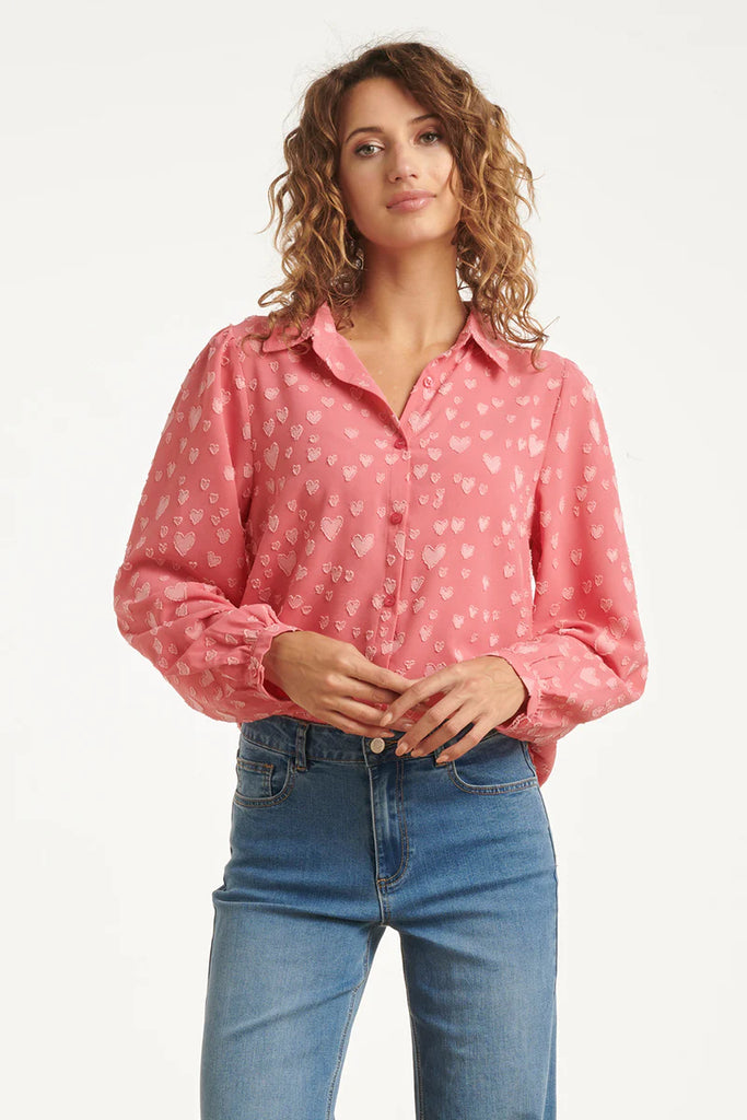 SMASHED LEMON PINK HEART BLOUSE