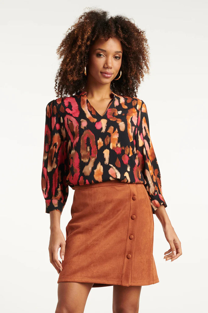 SMASHED LEMON PINK AND BLACK ANIMAL PRINT TOP | BLACK - MUTICOLOUR