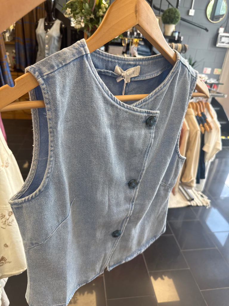Washed Denim Blue Waistcoat