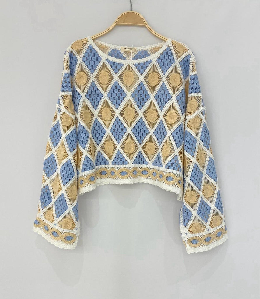 Annie Blue Crochet Top