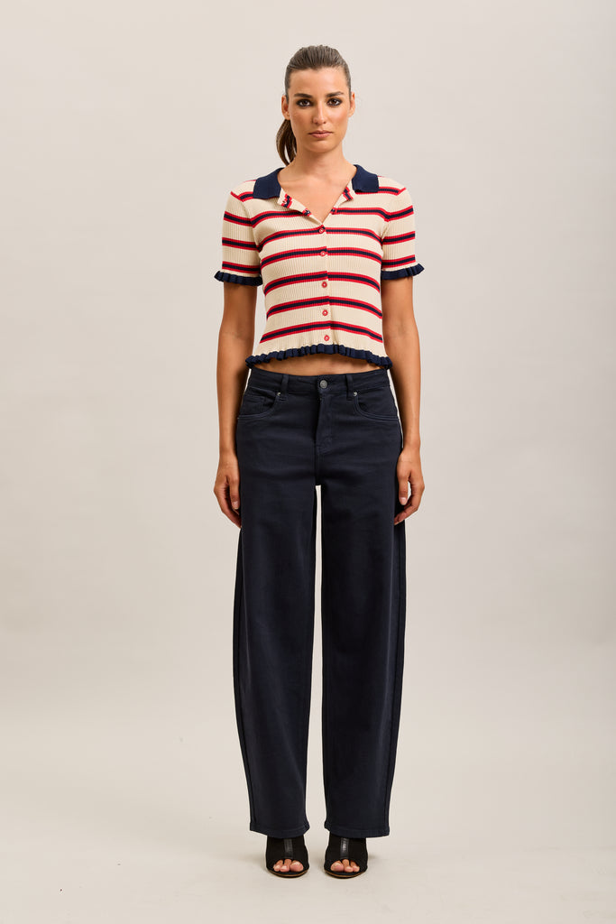 Toxik3 Navy Barrel Leg Jeans