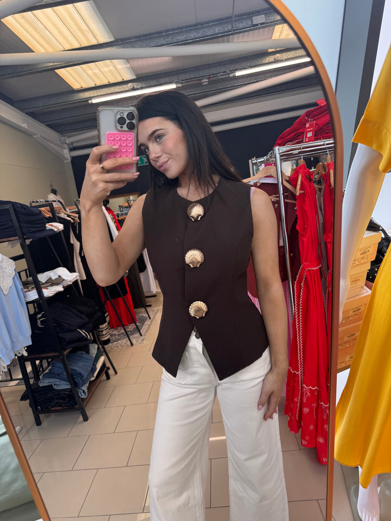 Chocolate Brown Gold Oyster Waistcoat