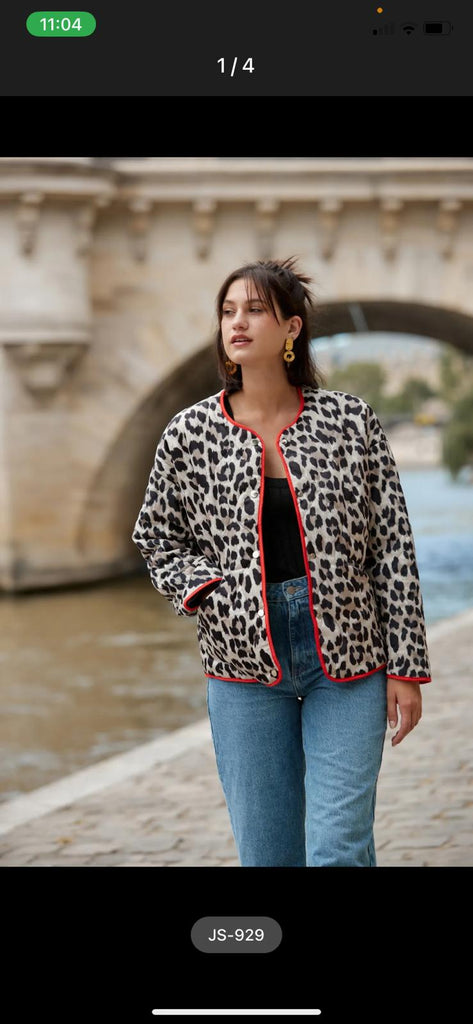 Jess Red Leopard Jacket