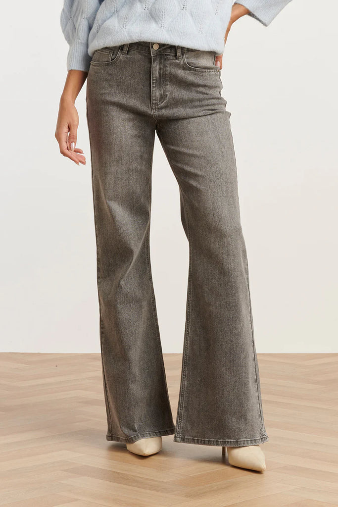 SMASHED LEMON GREY FLARED DENIM JEANS