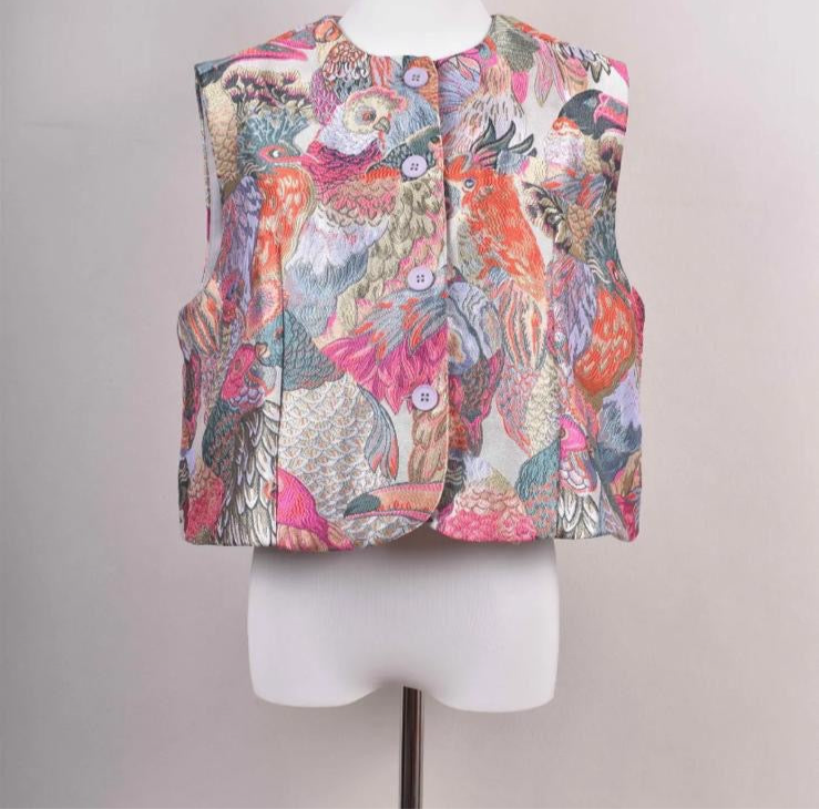 Parrot Embroidered Waistcoat