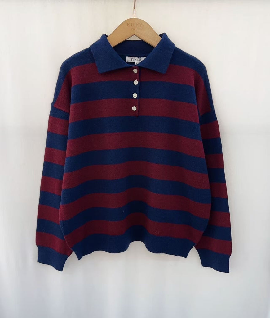 Navy & Burgundy Rugby Sweatshirt