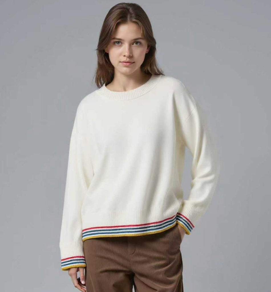 Multi Colour Stripes Crew Fine Sweater Various Colours