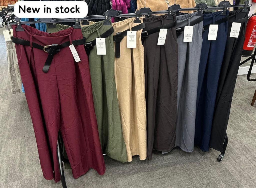 Wide Leg Magic Trousers with Pockets & Belt various Colours