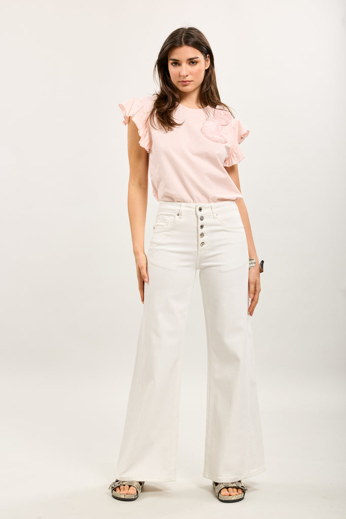 White Toxik3 The Comfort Fit Wide Leg Jean with Decorative Button Fly