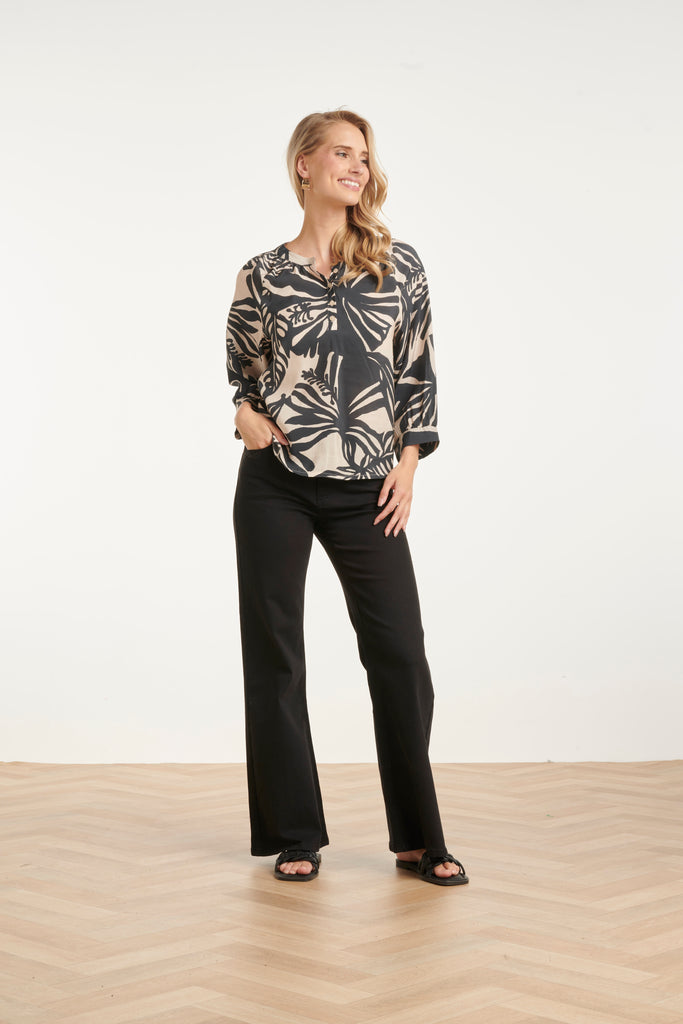 Smashed Black / Off White Printed Blouse